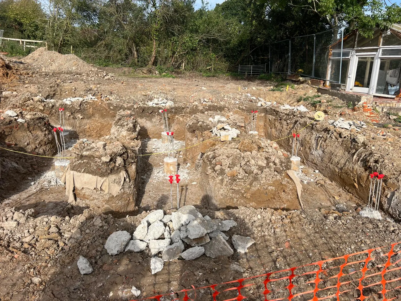 Foundation excavation for a residential groundworks project